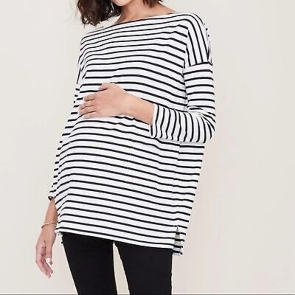 Hatch Tops - HATCH Boat Neck Bateau Long Sleeve Front Pockets Striped Shirt